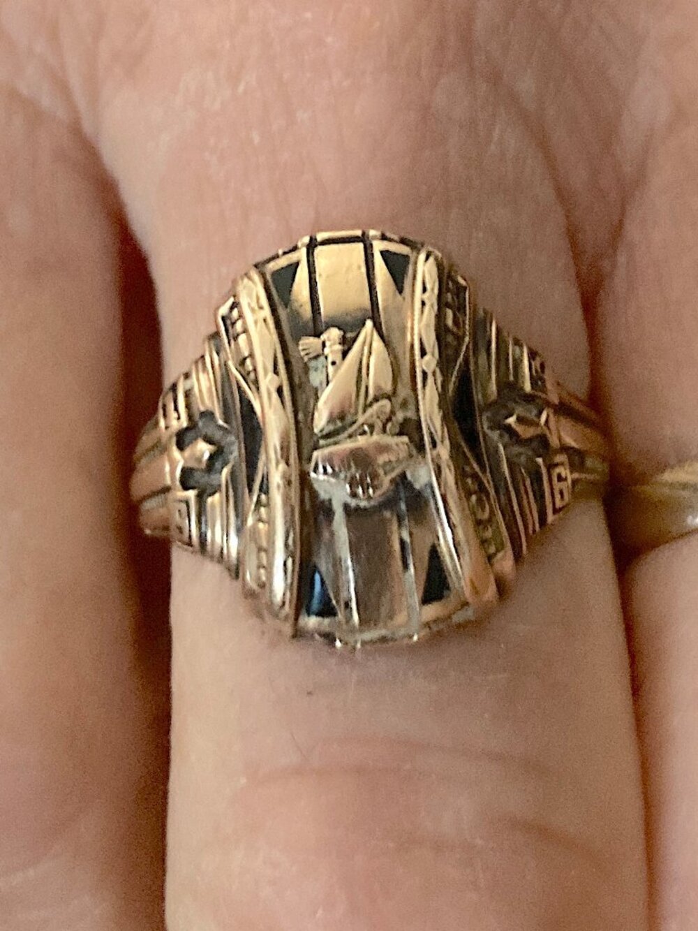 Vintage 14K Gold Modernist Brutalist Statement Ring Abstract Size 9.5 7g